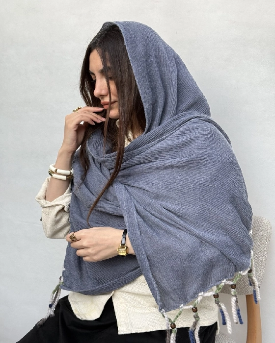 شال پلیسه آویز مهره
