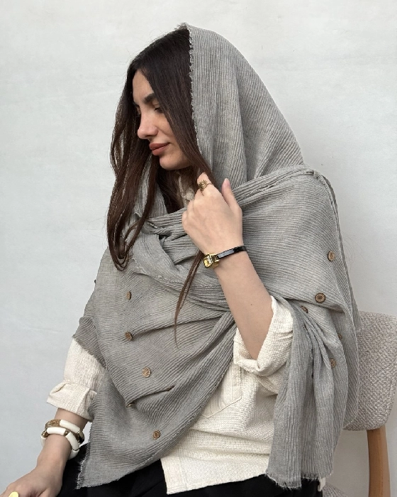 شال پلیسه مزونی دکمه دار