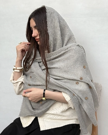 شال پلیسه مزونی دکمه دار